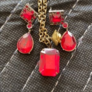 vintage garnet earrings and necklace